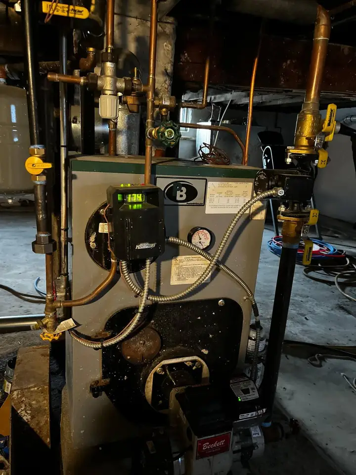 Oil boiler with new controls and circulator piping
