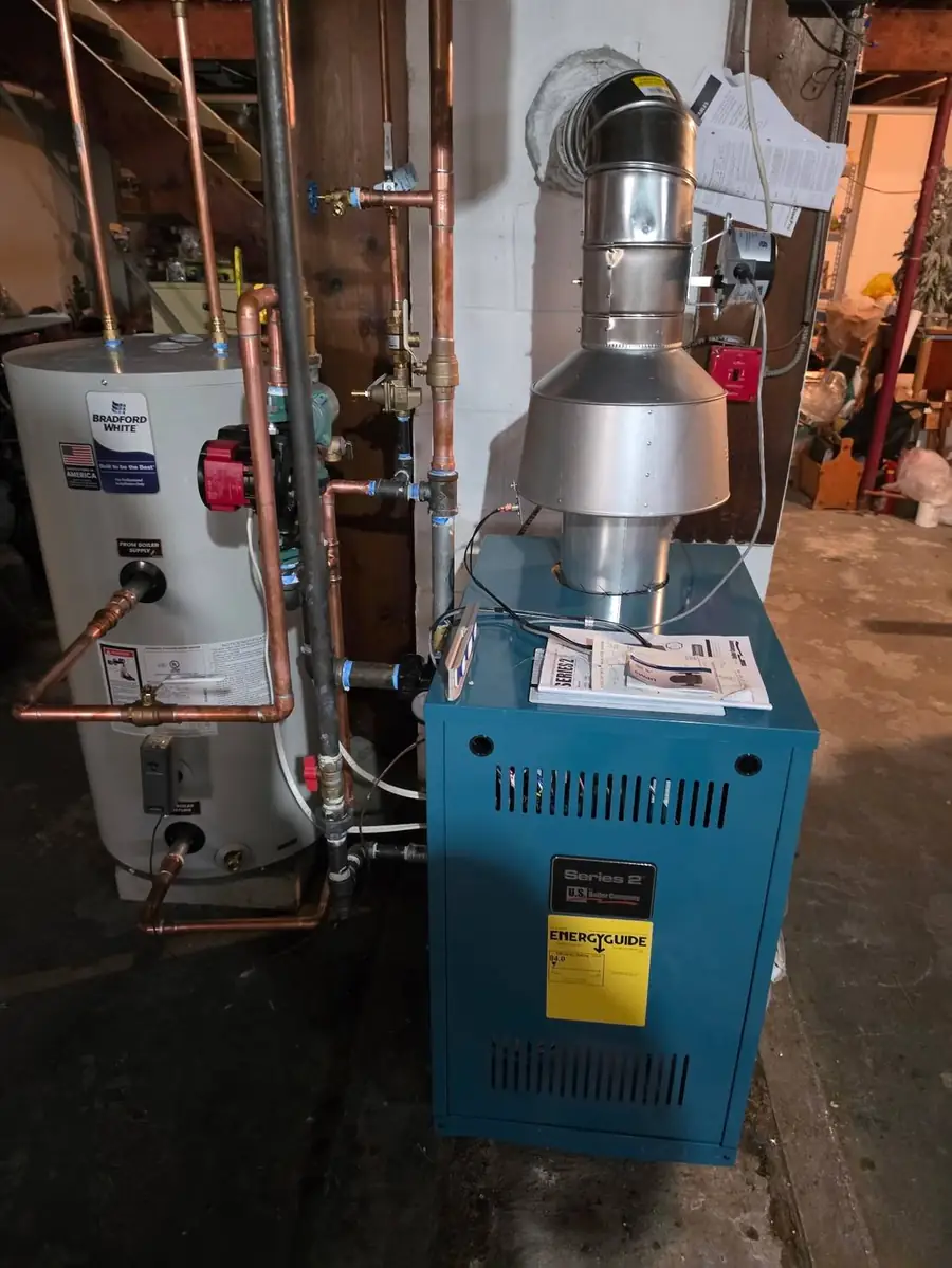 New water heater and boiler with copper piping and venting